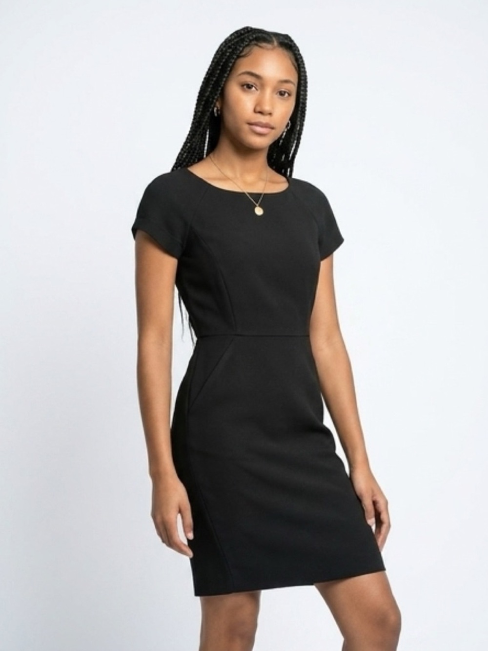 J. Crew Black Cap-Sleeve Sheath Mini Dress